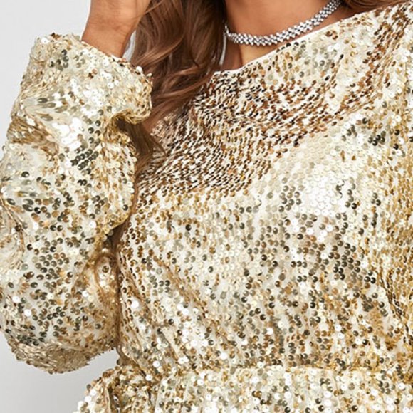 Sequin Long Sleeve Mini Dress - Picture 3 of 7